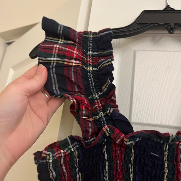 BNC Hill House The Ellie Nap Dress in Navy Tartan Plaid Midi Ruffle Dress - Picture 8 of 10